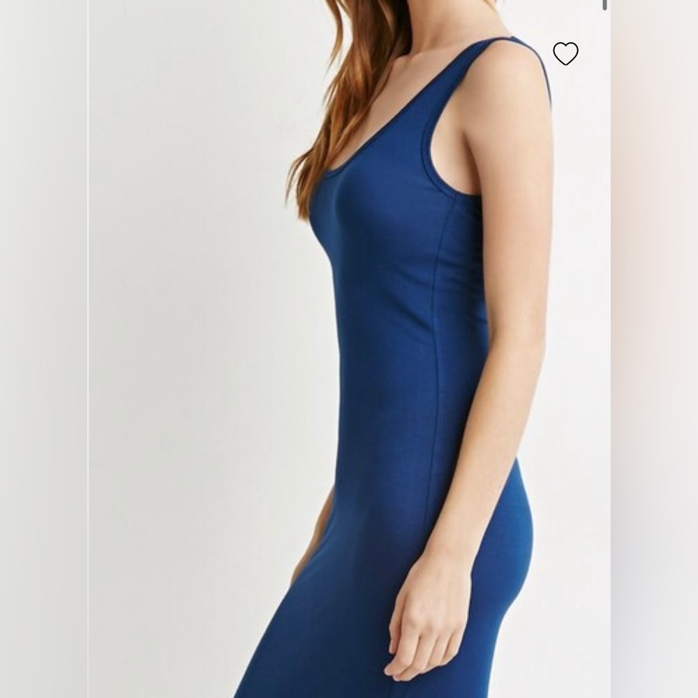 [S] Forever21 V Neckline Royal Blue Navy Body Con Dress Small Womens Tank Midi